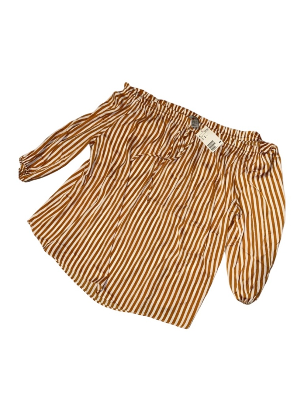 H&M Striped Brown and White Top